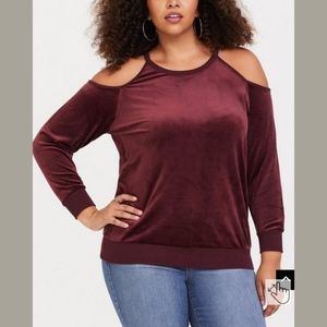 Velvet Cold Shoulder Sweatshirt